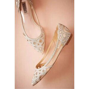 Badgley Mischka Women's Gigi Embellished Pointed-Toe Flats size 7.5 W